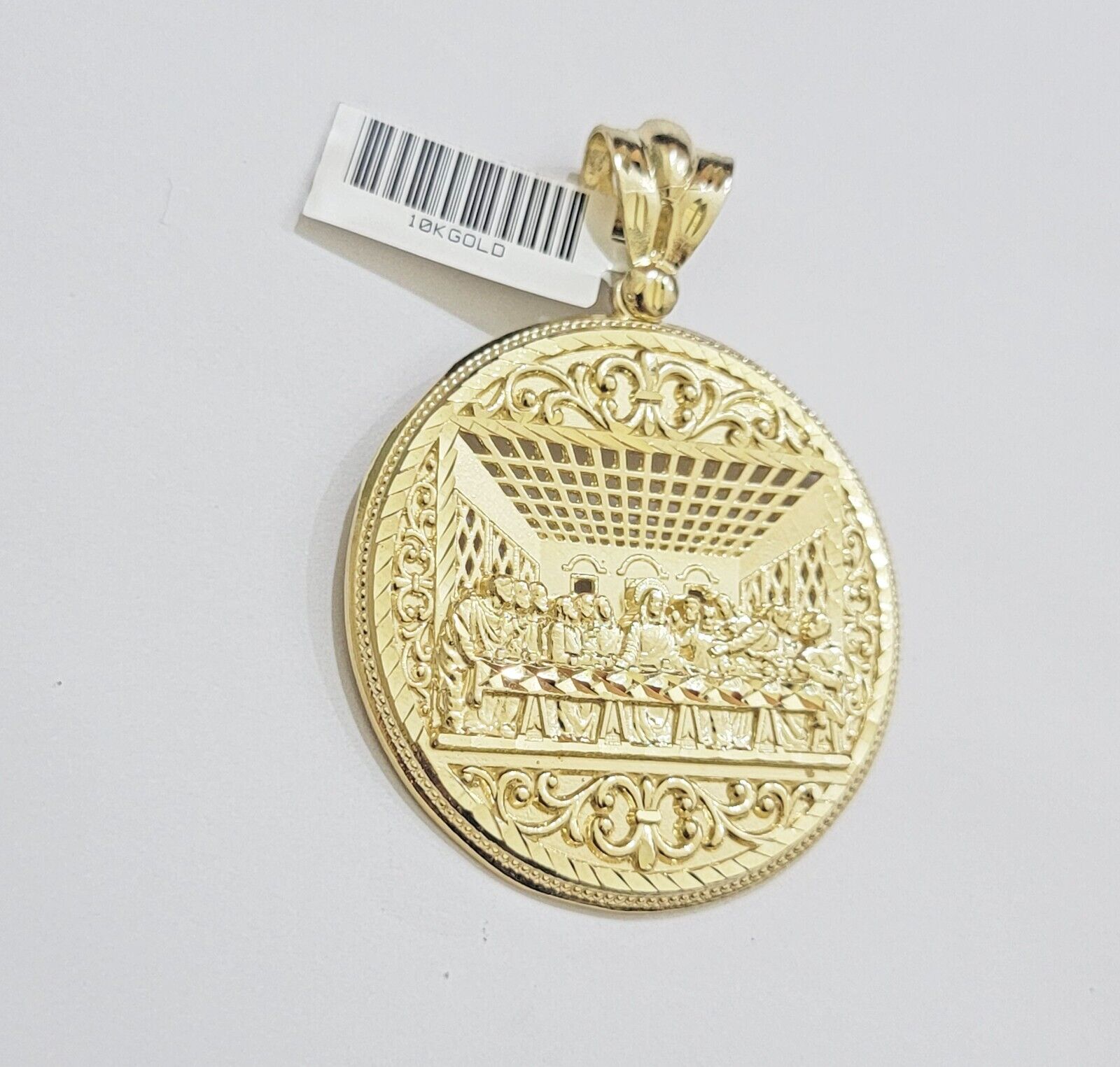 REAL 10k Yellow Gold Pendant Last Supper charm For Mens.